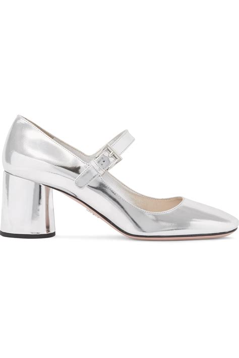 prada metallic leather mary jane pumps|Prada mary jane slingback pump.